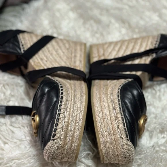 Gucci Black and Gold Espadrilles with Iconic GG Logo sz39 - Picture 5 of 9